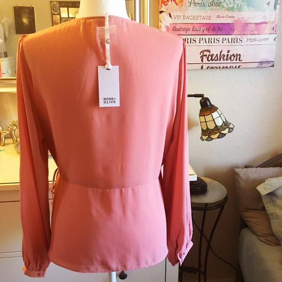 ROSE & OLIVE Long Sleeve Wrap Blouse, Size L - Picture 5 of 8